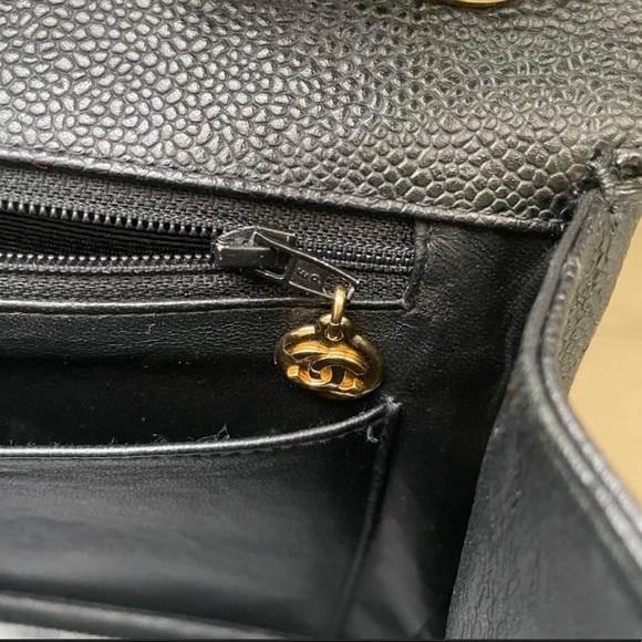 Sold 24k gold plated Black Chanel Caviar Jumbo single flap bag - Picture 14 of 17